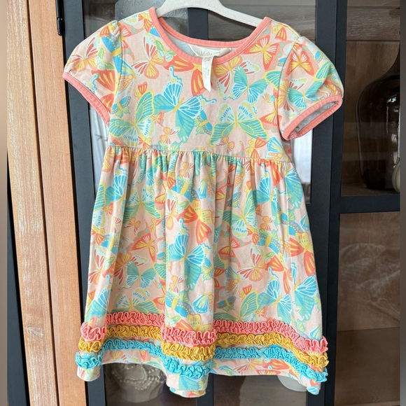 Matilda Jane Chasing butterflies dress ruffles toddler baby girl colorful print - Picture 1 of 9